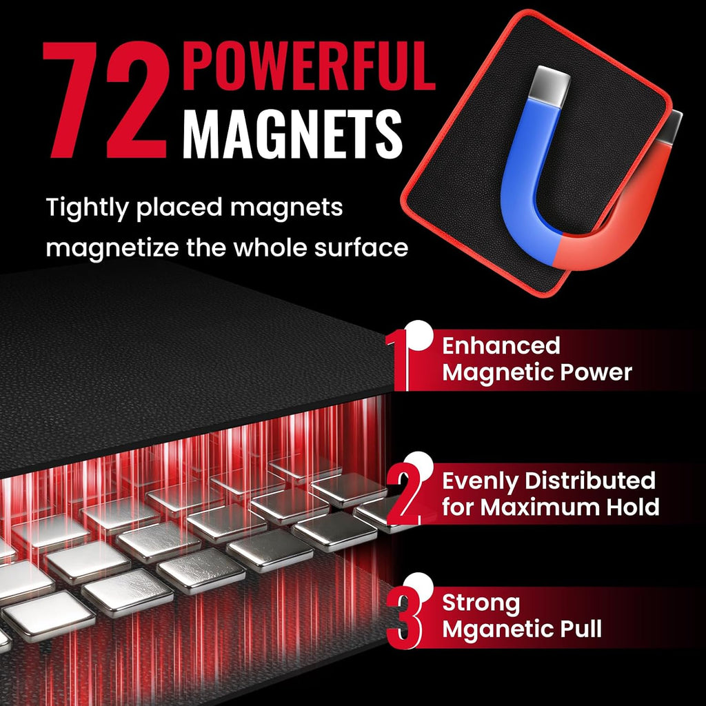 4PC Flexible Magnetic Tool Mat,3 Sizes Flexible Magnetic Tool Holder - Thin Profile Perfect for Toolbox Drawers - Tool Holder Conforms to Body Panels