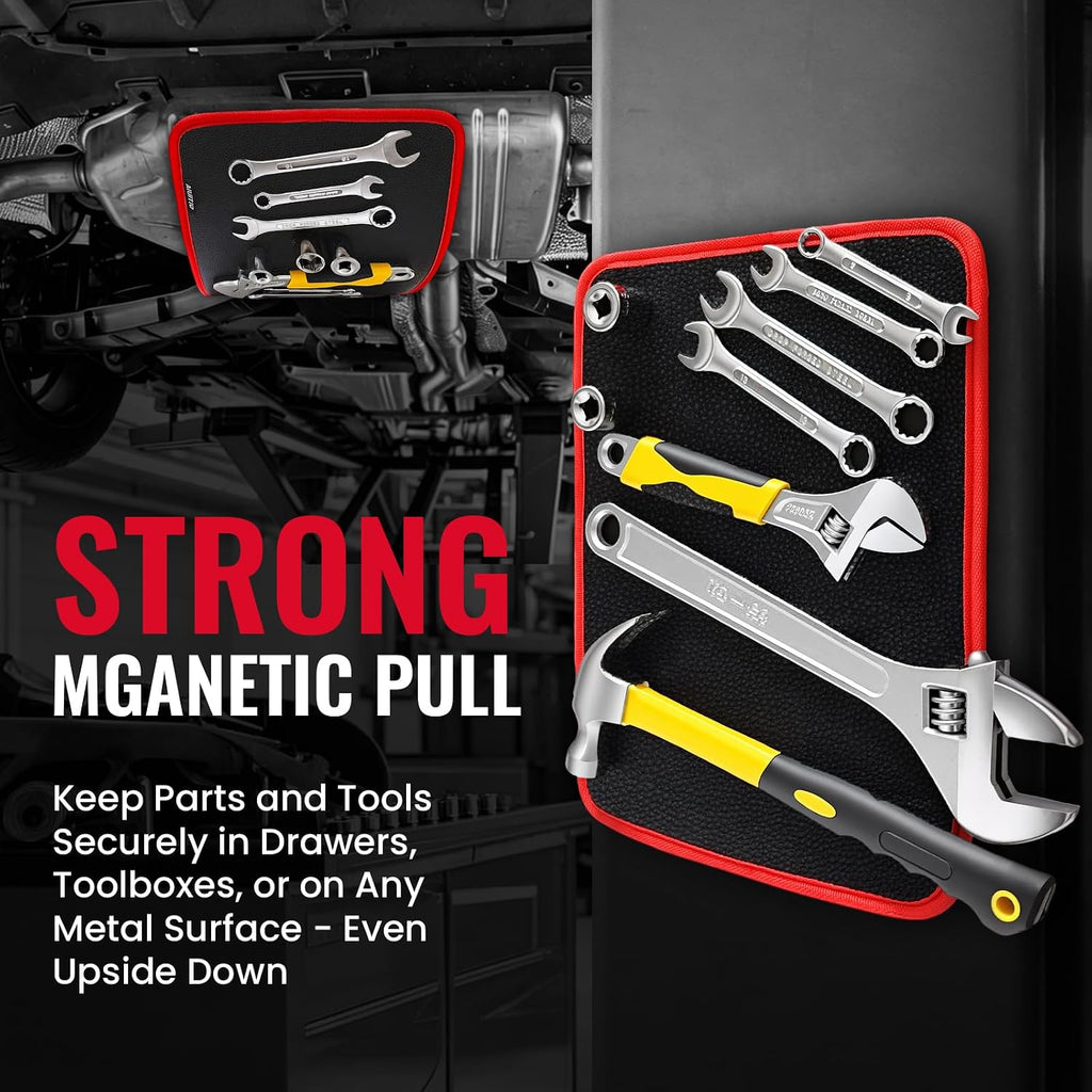 4PC Flexible Magnetic Tool Mat,3 Sizes Flexible Magnetic Tool Holder - Thin Profile Perfect for Toolbox Drawers - Tool Holder Conforms to Body Panels